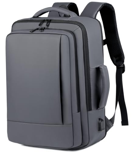 Business & Travel Laptop Backpack, Expandable Laptop Backpack,Carry on backpack,With USB Charging Port, Water Resistant, Men (01#Grey) - color: 01#grey