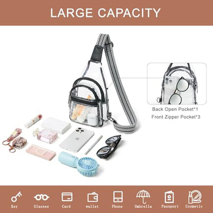Leresas Clear Sling Bag Stadium Approved for Women Men Clear Purse Backpack Clear Crossbody Fanny Pack Stadium Events Concert - color: Black-1