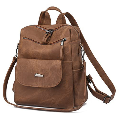 Backpack Purse for Women, Women Backpack Purse Small Leather Waterproof Anti-theft Shoulder Bags Handbags Ladies - color: Caramel