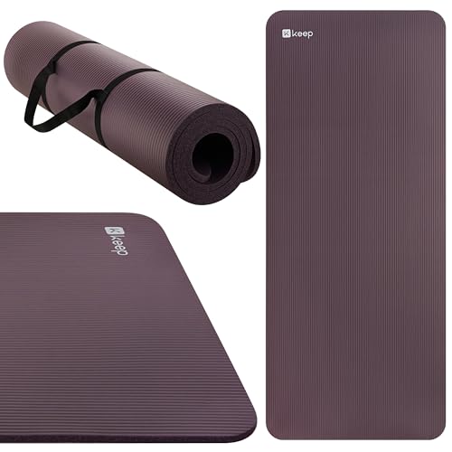 KEEP Extra Thick NBR Yoga Mat for Women & Men, 15mm Thick, 72”x32” Large Exercise Mat with Non-Slip Workout Mat for Yoga, Pilates, Stretching, Meditation – Wide & Cushioned Fitness Mat - color: Purple