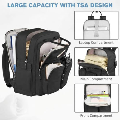 Mancro Travel Backpack for Women with TSA Laptop Compartment, 15.6 Inch Laptop Backpack with Dry-Wet Pocket, Fashion Casual Travel Computer Backpack for Women, Black - color: Black