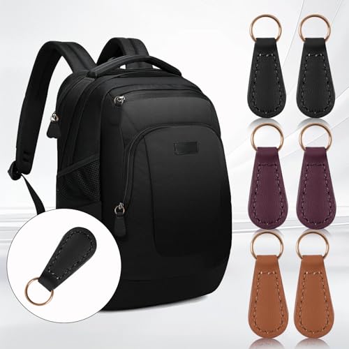 Deoward Zipper Pull Replacement PU Leather Zipper Tag Fixer Pull Repair for Backpacks, Jackets, Luggage, Purses, Suitcases, Handbags (6 PCS) - style: Zipper Pulls (Black+Khaki+Burgundy)