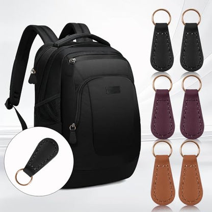 Deoward Zipper Pull Replacement PU Leather Zipper Tag Fixer Pull Repair for Backpacks, Jackets, Luggage, Purses, Suitcases, Handbags (6 PCS) - style: Zipper Pulls (Black+Khaki+Burgundy)