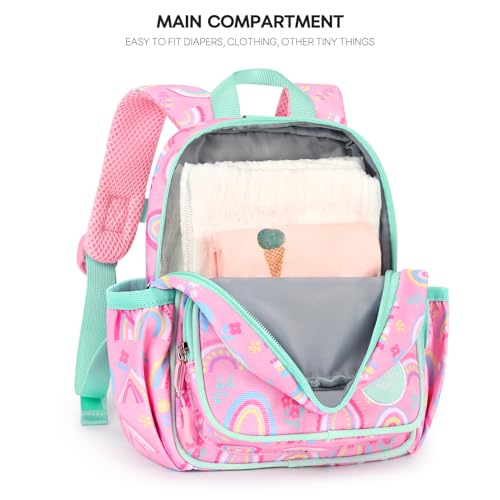 mibasies Backpack Leash for Toddlers 1-3: Baby Backpack for Girls with Anti-Lost Harness - Rainbow Pink - color: Rainbow, style: Leash (Age 1-2)