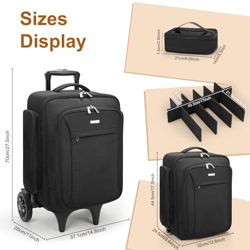 Relavel Rolling Makeup Case with Large Makeup Case, Black - color: 1-Black with Large Makeup Case