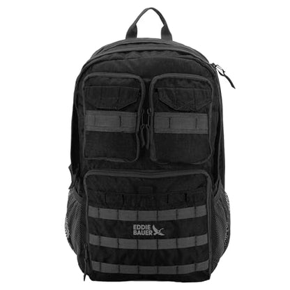 Eddie Bauer Cargo Tactical Backpack | Adventure | Heavy Duty | Outdoor | Water Resistant | 600D Polyester - Black - color: Black