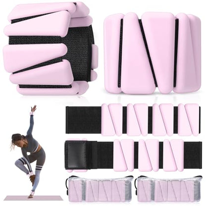 Vinsot Wrist and Ankle Weights for Women Men Set of 4(1 lb Each) adjustable Arm Leg Silicone Weighted Wristbands Bracelets for Pilates Yoga Gym Workout Running Walking Strength Training(Pink) - color: Pink