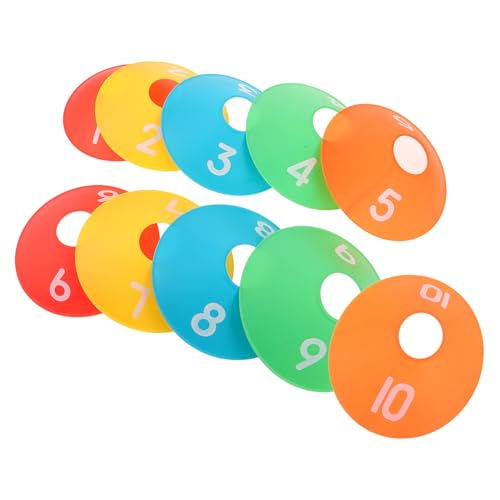 10pcs Numbered Flat Disc Markers for Football Soccer Agility Training, Sports Floor Spots Cones Set for Basketball Practice and Field Drills