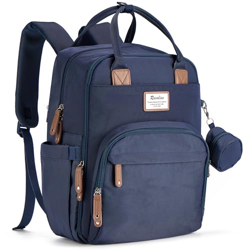RUVALINO Diaper Bag Backpack, Multifunction Travel Back Pack Maternity Baby Changing Bags, Diaper Changing Totes, Waterproof and Stylish, Navy Blue - color: Navy Blue