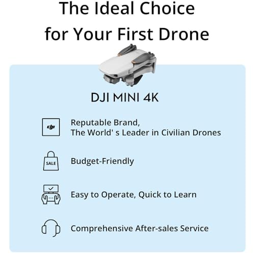 DJI Mini 4K Lightweight UHD Drone, Under 249g | 12MP Camera, 3-Axis Gimbal, 10 km Video Transmission, 31-Min Flight Time | For Beginners & Travel Photography + 64GB Card + BackPack + Landing Pad +More - style: Mini 4K Bundle