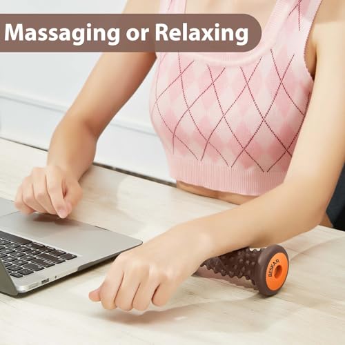 BESKAR Foot Massage Roller for Relief Plantar Fasciitis, Foot Reflexology Tool Pressure Point Massage Roller, Deep Tissue Massage for Relieving Feet Arch Heel Pain, Myofascial Pain Syndrome - color: Coffee