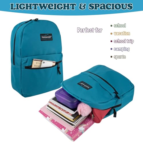 Trail maker Classic 17 inch Backpacks with Adjustable Padded Straps | School Backpacks for Girls, Boys (Blue) - color: Blue