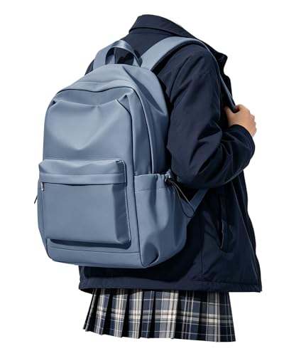 SEAFEW Blue School Backpack for Girls Boys, Small Waterproof Bookbag for Women Men, College Student School Bag, Lightweight Travel Rucksack Casual Daypack,Laptop Backpacks - color: Blue