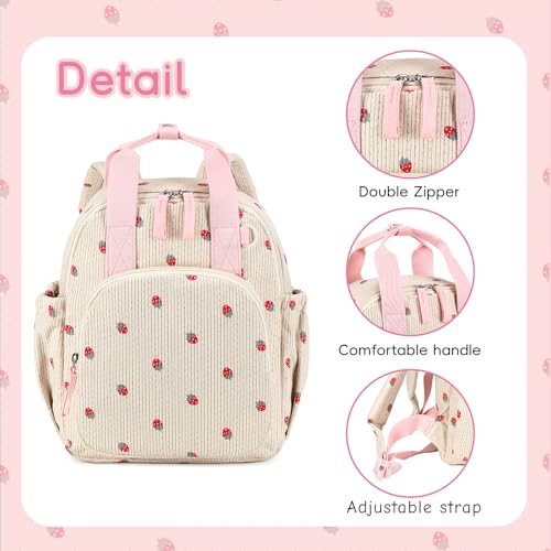 Bluboon Toddler Backpack for Girls Boys 2-4 Cute 12" Preschool Kindergarten Backpacks Kids Daycare Bags School Travel (Strawberry-Beige, Age 2-4 (12" H not Fit A4 Folder)) - color: Strawberry-beige, size: Age 2-4 (12" H not Fit A4 Folder)