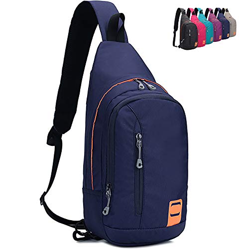 Peicees Small Sling Backpack Waterproof Unisex Shoulder Bag Chest Crossbody Daypack - color: 2_dark Blue, size: Large