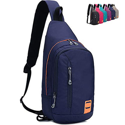 Peicees Small Sling Backpack Waterproof Unisex Shoulder Bag Chest Crossbody Daypack - color: 2_dark Blue, size: Large
