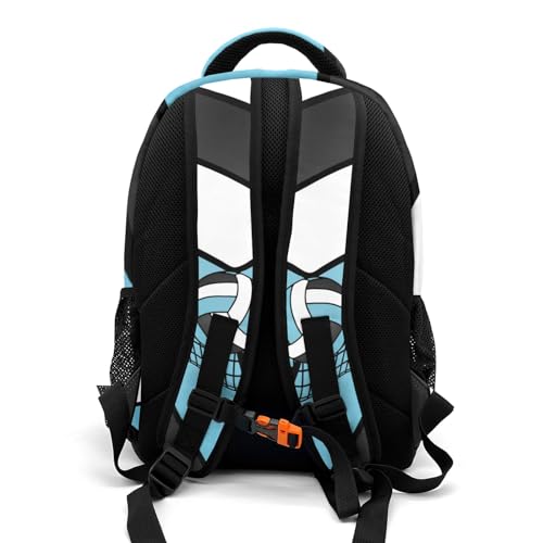 Volleyball Light Blue Black Shoulder Backpack Bag for Sports Travelling Hiking Camping - color: Muilti 17