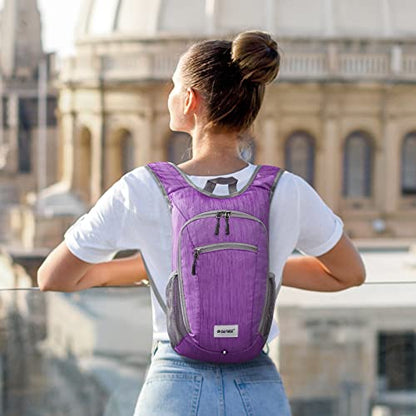 G4Free 10L/15L Hiking Backpack Lightweight Packable Hiking Daypack Small Travel Outdoor Foldable Shoulder Bag - color: Purple, size: 15L