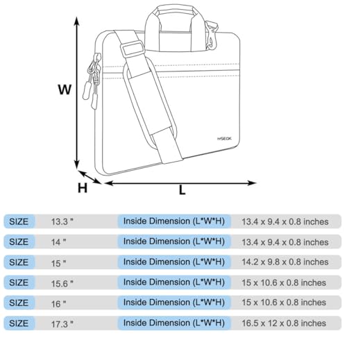 Hseok Laptop Case 15.6 inch Shoulder Bag with Strap,Black - color: Black, size: 15.6"