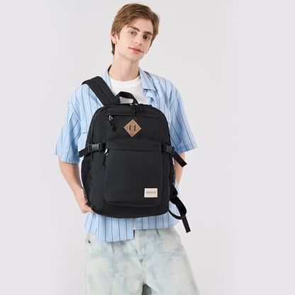 abshoo 32L Backpack for School College Bookbag Middle High School Backpacks Casual Daypack Travel Backpack (Black) - color: Black