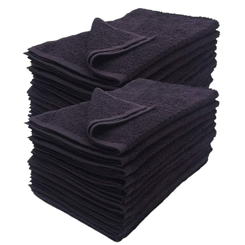 Simpli-Magic Cotton Hand Towels, 16"x27", Black, Not Bleach Proof, 12 Count - color: Black
