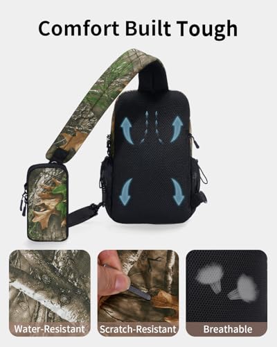 ECOHUB Crossbody Bags for Women Men, Anti-Theft RFID Blocking Sling Backpack with Sturdy SBS Zippers Water Resistant Chest Shoulder Bag Daypack with 9 Pockets Casual Outdoor Hiking, Camouflage - color: Camouflage