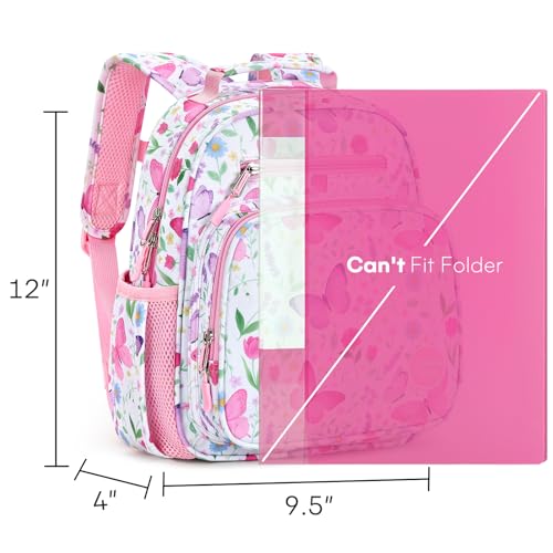 mibasies Toddler Backpacks for Girls 2-4: Little Kid Bookbag for Preschool Prek Daycare - Butterfly Pink - color: Butterfly Pink, style: Toddler-12"h(not Fit Folder)