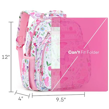 mibasies Toddler Backpacks for Girls 2-4: Little Kid Bookbag for Preschool Prek Daycare - Butterfly Pink - color: Butterfly Pink, style: Toddler-12"h(not Fit Folder)