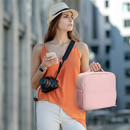BAIGIO Camera Bag Insert Handbag Inner Case Large Capacity Small Camera Insert Bag Shockproof and Water-resistant DSLR SLR Foldable Protective Camera Organizer Cube Padded Camera Bag Pink - style: Pink Camera Bag Insert