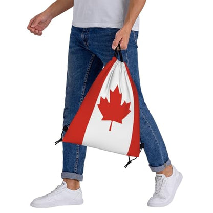 Canada Flag Drawstring Bag Sport Gym Backpack Beach Travel Sack Draw String Yoga Bag For Men Women - color: Canada Flag