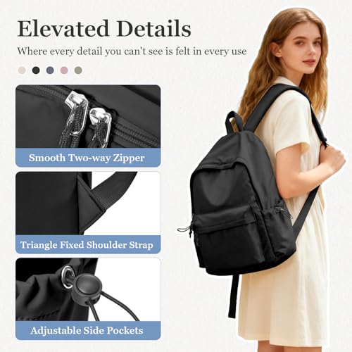 Black Middle School Backpack For Men Women Simple Backpack For College Students Aesthetic High School Bag Waterproof Bookbag For Teens Girls Boys - color: A1-black