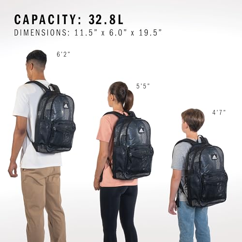 adidas Hermosa Mesh See-Through Backpack – Festival Concert Stadium Beach Bag, 29L, Black/White/2, OSFA - color: Black/White/2