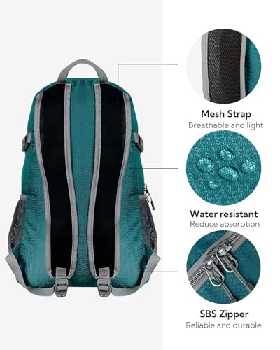 WATERFLY Small Lightweight Packable Backpack: 20l Ultra Light Foldable Travel Hiking Camping Daypack Day Pack for Man Woman - color: Green3