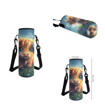 Cute Highland Cow Backpack for Girls Kids Backpack with Lunch Box Water Bottle Holder and Soft Pencil Case 4Pcs Set 17" Bookbag with Large Front Pocket for School Sturdy Elementary School Bag - color: Cute Highland Cow-2