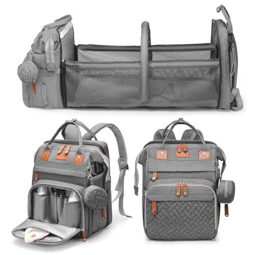 Jeryswet Baby Diaper Bags with Changing Station, Waterproof Large Capacity Diaper Bag Backpack for Moms Dads with USB Charging Port and Stroller Straps, Baby Shower Gifts, Grey - color: Gray