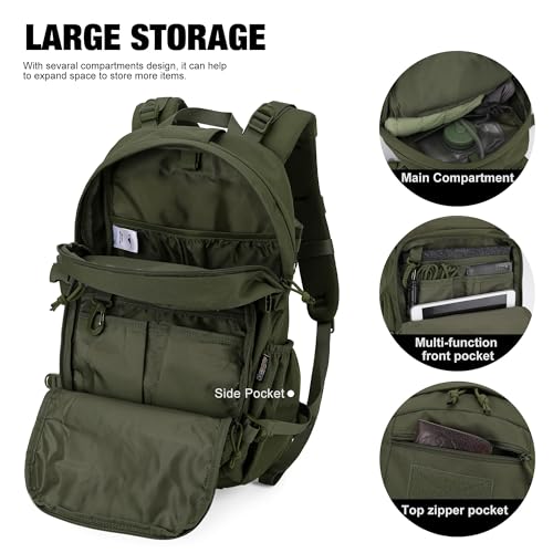 Mardingtop Small Tactical Backpack,Molle Hiking Backpack for Backpacking,Cycling and Biking,15L/25L Backpack - color: Army Green, size: 25L
