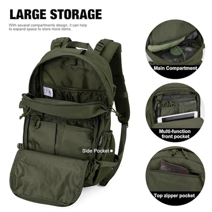 Mardingtop Small Tactical Backpack,Molle Hiking Backpack for Backpacking,Cycling and Biking,15L/25L Backpack - color: Army Green, size: 25L