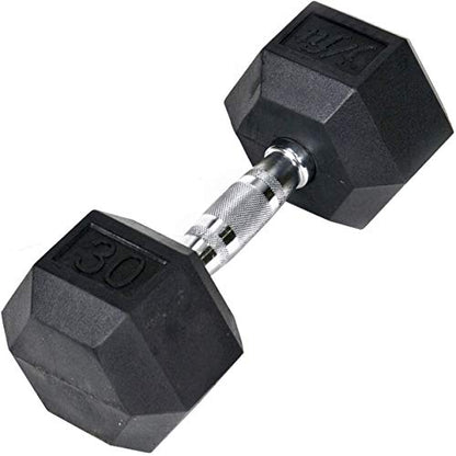 JFIT Rubber Hex Dumbbell - style: 30lb (Single)