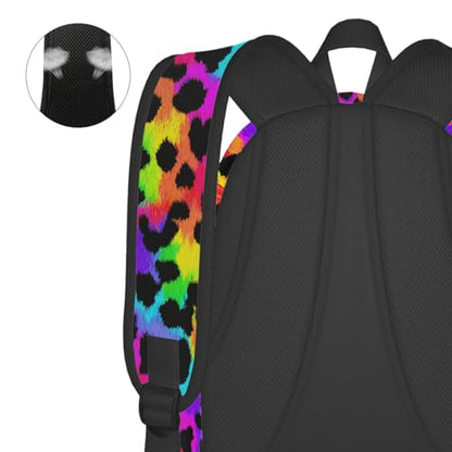 cfpolar 17 Inch Backpack Rainbow Leopard Animal Laptop Bag Shoulder Bag School Bookbag Casual Daypack For Boys Girls,A-14 - color: D-14