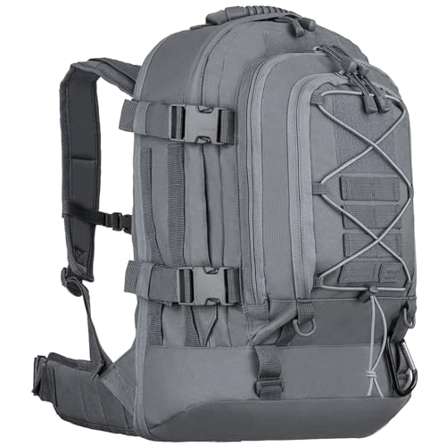 Miramrax Tactical Backpack Military Hiking Daypack - Molle Backpack for Men 3 Day Assault Pack Bug Out Bag for Camping (Grey) - color: Grey