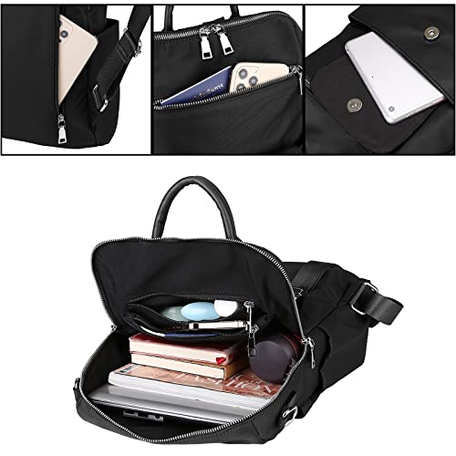 Uromee Travel Backpack Purse for Women Nylon Ladies Fashion Tassel Shoulder Bag Convertible - color: 261 Black