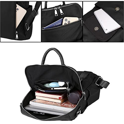 Uromee Travel Backpack Purse for Women Nylon Ladies Fashion Tassel Shoulder Bag Convertible - color: 261 Black
