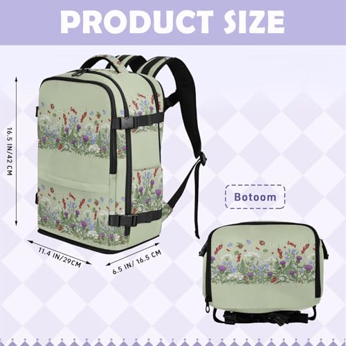 Travel Backpack with Shoe Compartment, 20L Large Capacity Laptop Backpack for Men Women, Wildflowers Daypack for Traveling Hiking Carry On