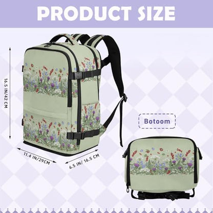 Travel Backpack with Shoe Compartment, 20L Large Capacity Laptop Backpack for Men Women, Wildflowers Daypack for Traveling Hiking Carry On
