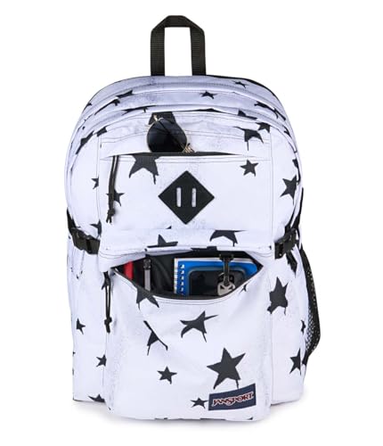 JanSport Main Campus Backpack - Travel or Work Backpack with 15-Inch Laptop Sleeve and Dual Water Bottle Pockets, Sprayed Stars Black - color: Sprayed Stars Black