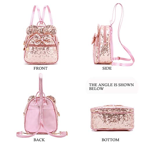 KL928 Girls Mini Backpack Bowknot Polka Dot Cute Small Daypacks Convertible Shoulder Bag Purse for Women - color: Fluorescent Pink-01