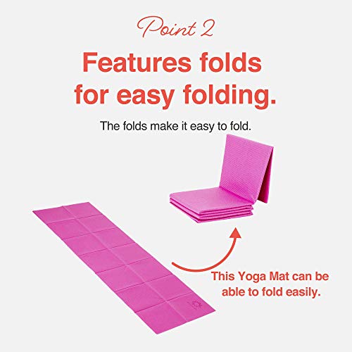 Primasole Folding Yoga Travel Pilates Mat Foldable Easy to Carry to Class Beach Park Tear resistant Travel Picnics 4mm Thick 9 Colors - color: Azalea Pink
