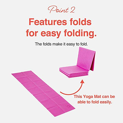 Primasole Folding Yoga Travel Pilates Mat Foldable Easy to Carry to Class Beach Park Tear resistant Travel Picnics 4mm Thick 9 Colors - color: Azalea Pink