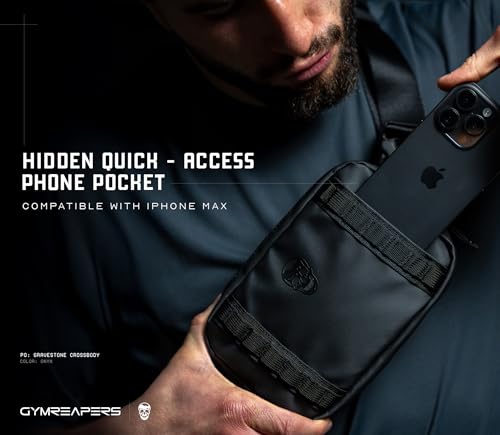 Gymreapers Travel Small Crossbody Bags for Men & Women with Hidden Pocket - Waterproof Crosssbody Fanny Pack for Men with Adjustable Shoulder Sling Belt for Traveling, Running & Hiking (Onyx) - color: Onyx