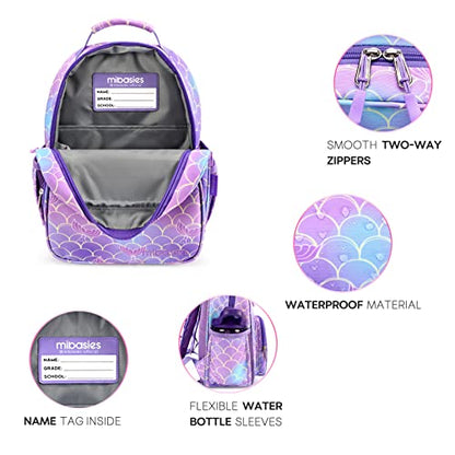 mibasies Toddler Backpack for Girls 2-4: Cute Kids Backpacks for Girls - Preschool Kindergarten Backpack - Mermaid Tail Purple - color: Mermaid Tail, style: Toddler-12"h(not Fit Folder)